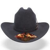 Laredo Hats Hats Official Carin Leon Cowboy Felt Hat with Silver Feather Oxford Gray