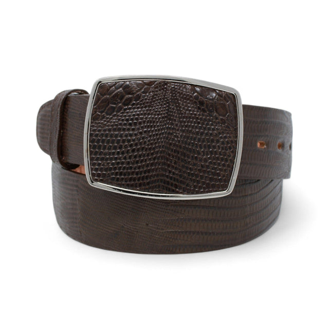 Genuine Teju Lizard Skin Cowboy Belt Brown Color - Los Altos Boots