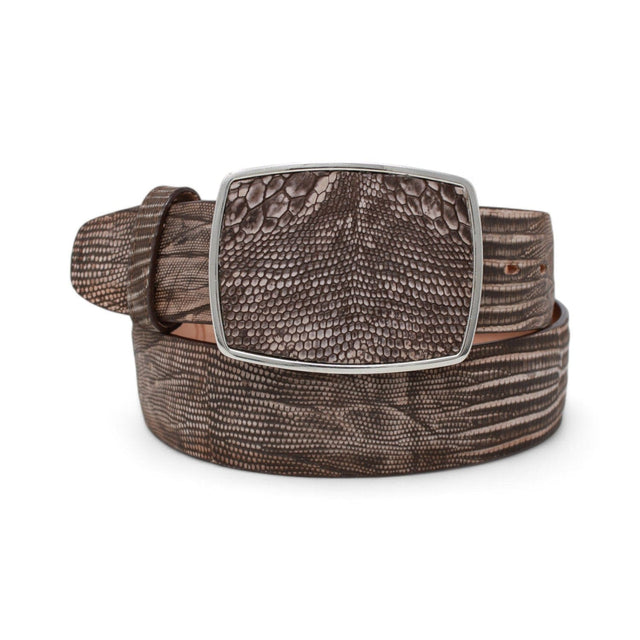 Genuine Teju Lizard Skin Cowboy Belt Sanded Brown Color - Los Altos Boots