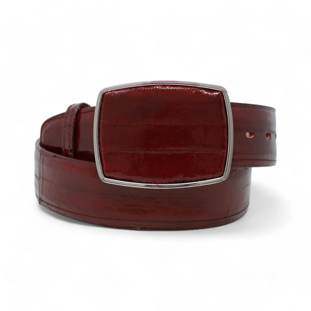 Genuine Eel Skin Cowboy Belt Burgundy Color - Los Altos Boots