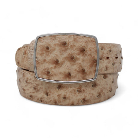 Los Altos Boots Belts Genuine Ostrich Skin Cowboy Belt Moka Color - Los Altos Boots