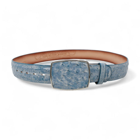 Los Altos Boots Belts Genuine Ostrich Skin Cowboy Belt Rustic Blue Color - Los Altos Boots