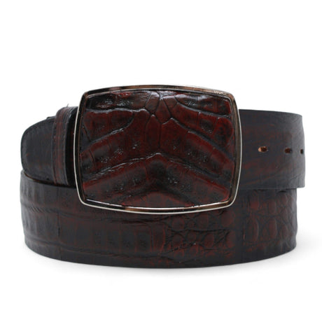 Los Altos Boots Belts Men's Los altos Caiman Belly Cowboy Belt Black Cherry