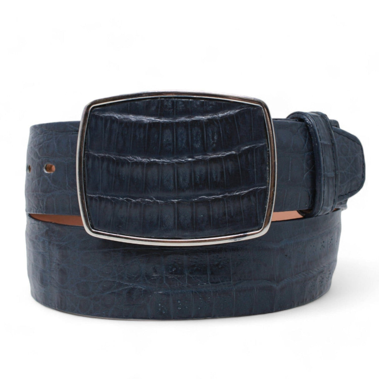 Los Altos Boots Belts Men's Los altos Caiman Belly Cowboy Belt Navy Blue