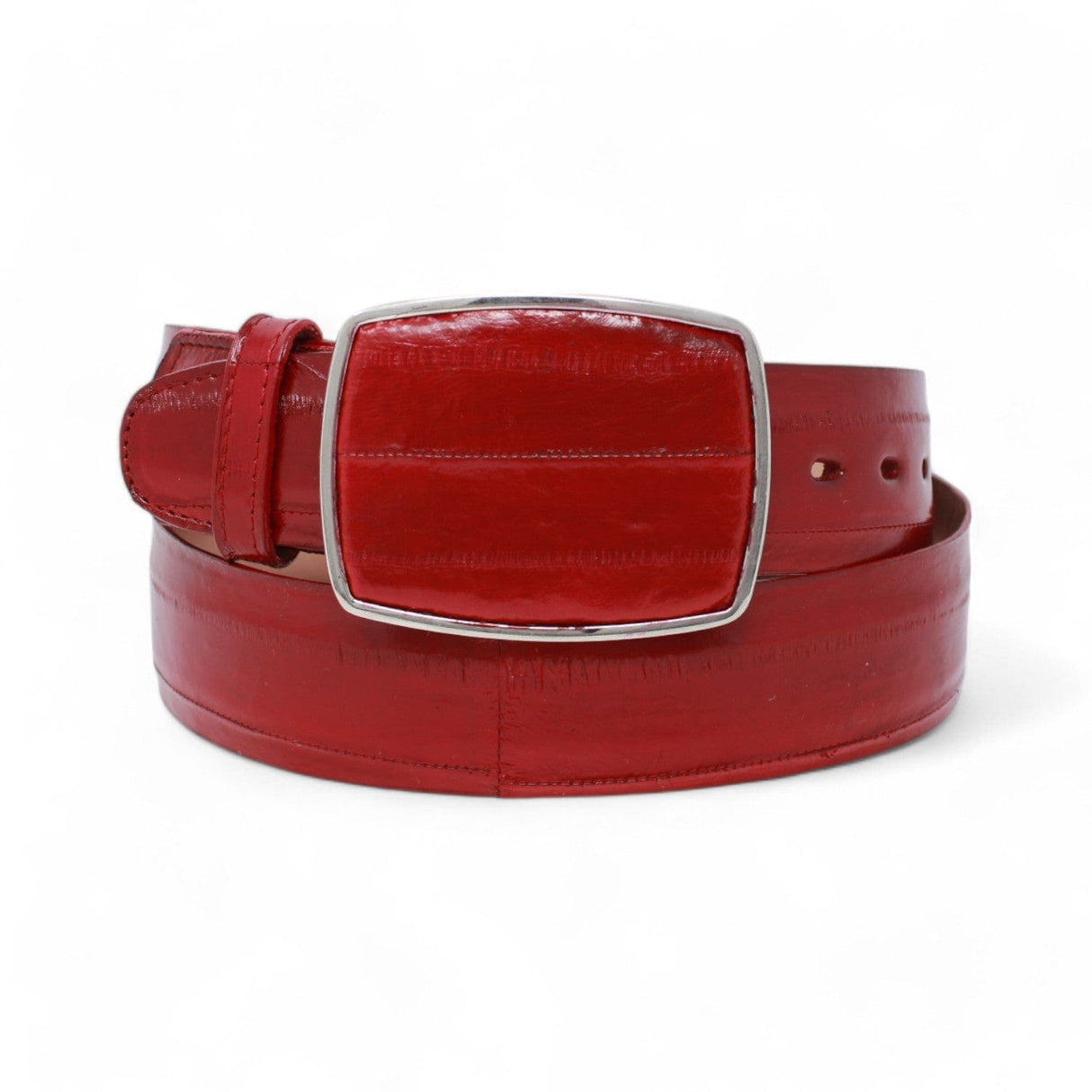 Los Altos Boots Belts Red / 32 Men's Los Altos Eel Skin Cowboy Belt C11A0812