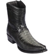 Men's Genuine Caiman Tail and Deer Skin European Square Toe Boots With Zipper Faded Gray Color - Los Altos Boots