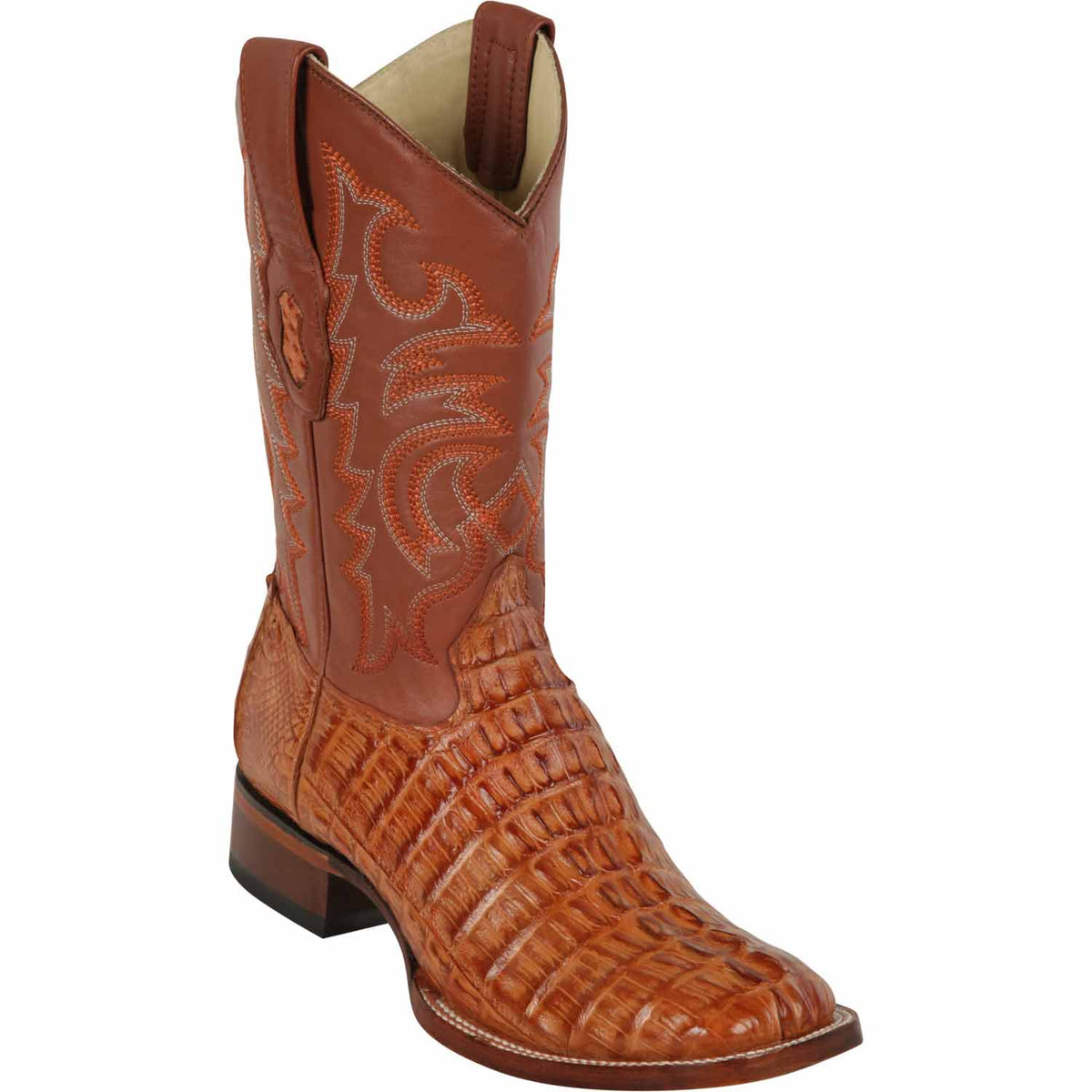 Men's Genuine Caiman Tail Skin Rodeo Wide Square Toe Boots - Los Altos ...