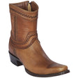 Men's Genuine Rage Leather European Square Toe Short Boots With Zipper Honey Color - Los Altos Boots