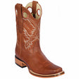 Western Genuine Grisly Leather Rodeo Square Toe Boots Honey Color - Los Altos Boots - Side View