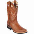 Western Genuine Grisly Leather Rodeo Square Toe Boots Honey Color - Los Altos Boots - Side View
