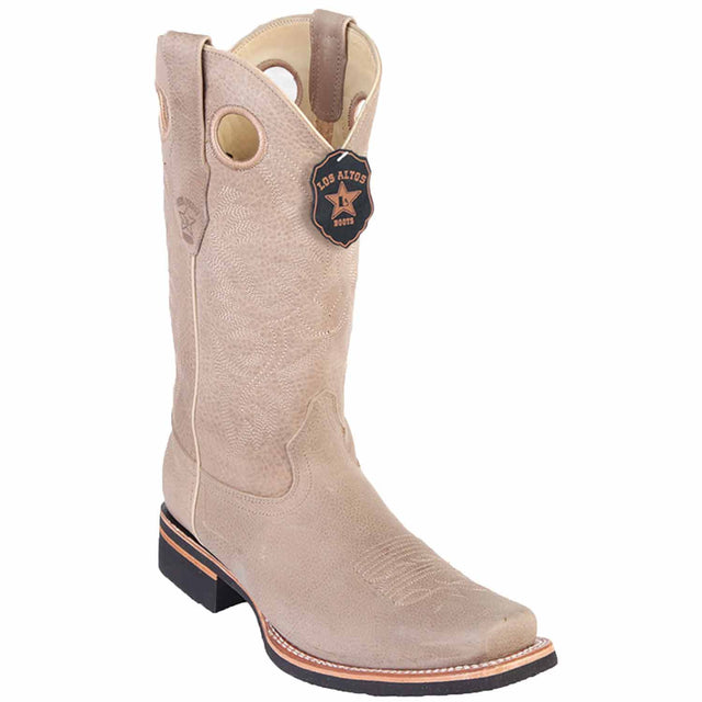Western Genuine Grisly Leather Rodeo Square Toe Boots Pomex Color - Los Altos Boots - Side View