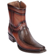 Men's Genuine Teju Lizard and Deer Skin European Square Toe Short Boots With Zipper Faded Brown Color - Los Altos Boots