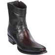 Men's Genuine Teju Lizard and Deer Skin European Square Toe Short Boots With Zipper Black Cherry Color - Los Altos Boots
