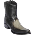 Men's Genuine Teju Lizard and Deer Skin European Square Toe Short Boots With Zipper Faded Gray Color - Los Altos Boots