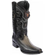 Men's Genuine Ostrich Leg and Deer Skin European Square Toe Boots Faded Gray Color - Los Altos boots  - Side View
