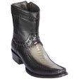 Men's Genuine Ostrich Leg and Deer Skin European Square Toe Short Boots With Zipper Faded Gray Color - Los Altos Boots