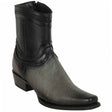 Men's Genuine Smooth Ostrich Skin European Square Toe Short Boots With Zipper Faded Gray Color - Los Altos Boots