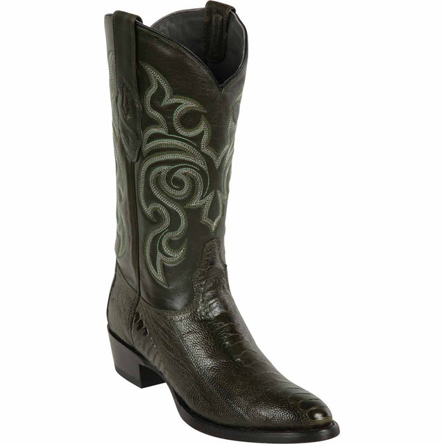 Western Genuine Ostrich Leg Skin J Toe Boots Black Color - Los Altos Boots - Side View