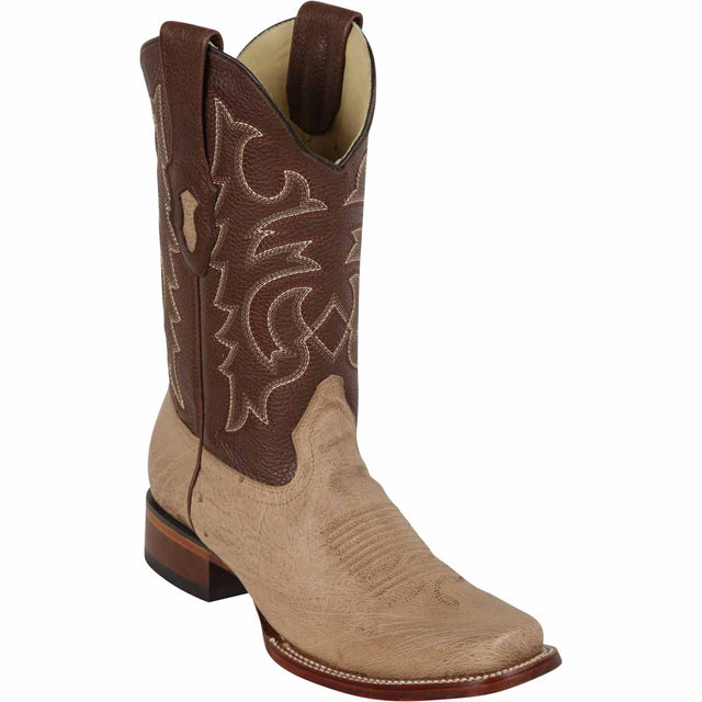 Men's Genuine Smooth ostrich Rodeo Toe boots Moka Color - Los ALtos Boots - Side View 