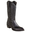 Western Genuine Caiman Belly Skin J Toe Boots Black Color - Los Altos Boots - Side View 