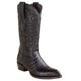 Western Genuine Caiman Belly Skin J Toe Boots Black Color - Los Altos Boots - Side View 