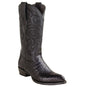 Western Genuine Caiman Belly Skin J Toe Boots Black Color - Los Altos Boots - Side View 