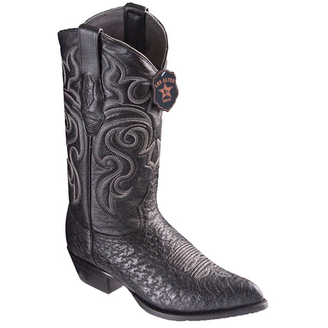 Los Altos Boots Boots Black / 6 Men's Genuine Smooth Ostrich Skin J Toe Boots - Los Altos Boots