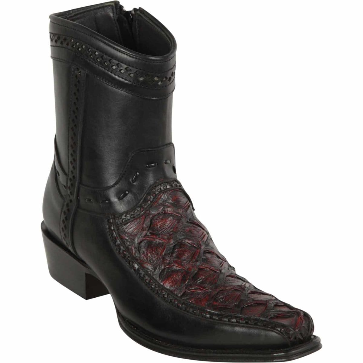 Los Altos Boots Boots Black Cherry / 6 Los Altos Men's Original Monster Fish Skin European Toe Short Boots - Black Cherry LAB-76BF1018