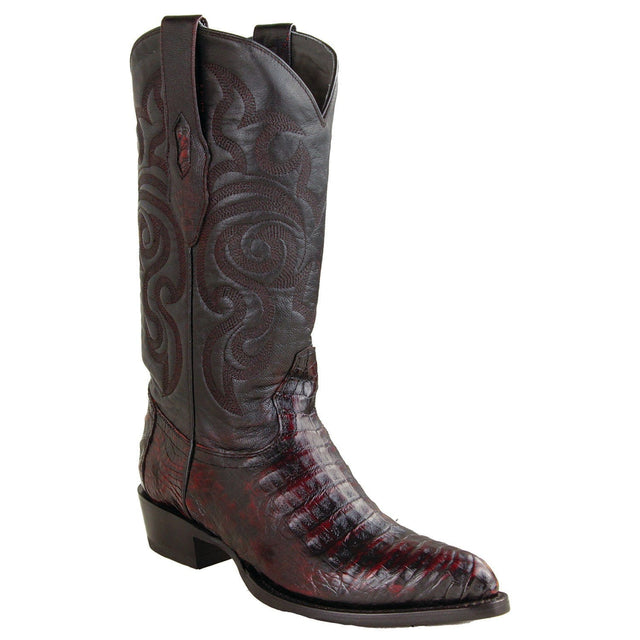 Los Altos Boots Boots Black Cherry / 6 Men's Genuine Caiman Belly J Toe Boots - Los Altos Boots