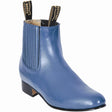Western Genuine Deer Leather Round Toe Charro Ankle Boots Blue Jean Color - Los Altos Boots