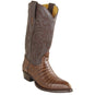 Western Genuine Caiman Belly Skin J Toe Boots Brown Color - Los Altos Boots - Side View 