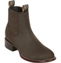 Western Genuine Nobuck Leather Round Toe Ankle Boots Tobacco  Color - Los Altos Boots - Side View 