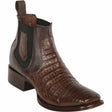 Men's Genuine Caiman Belly Skin Wide Square Toe Ankle Boots Brown Color - Los Altos Boots - Side View