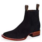 Los Altos Boots Boots Los Altos Men's Square Toe Suede Leather Short Boots - Black LAB-82B6305