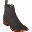 Western Genuine Nobuvk Leather Wide Square Toe Ankle Boots Gray Color - Los Altos boots - Side View