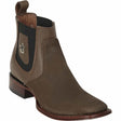 Western GFenuine Perforated Nobuck Leather Wide Square Toe Ankle Boots Tobacco Color - Los Altos Boots - Side View 