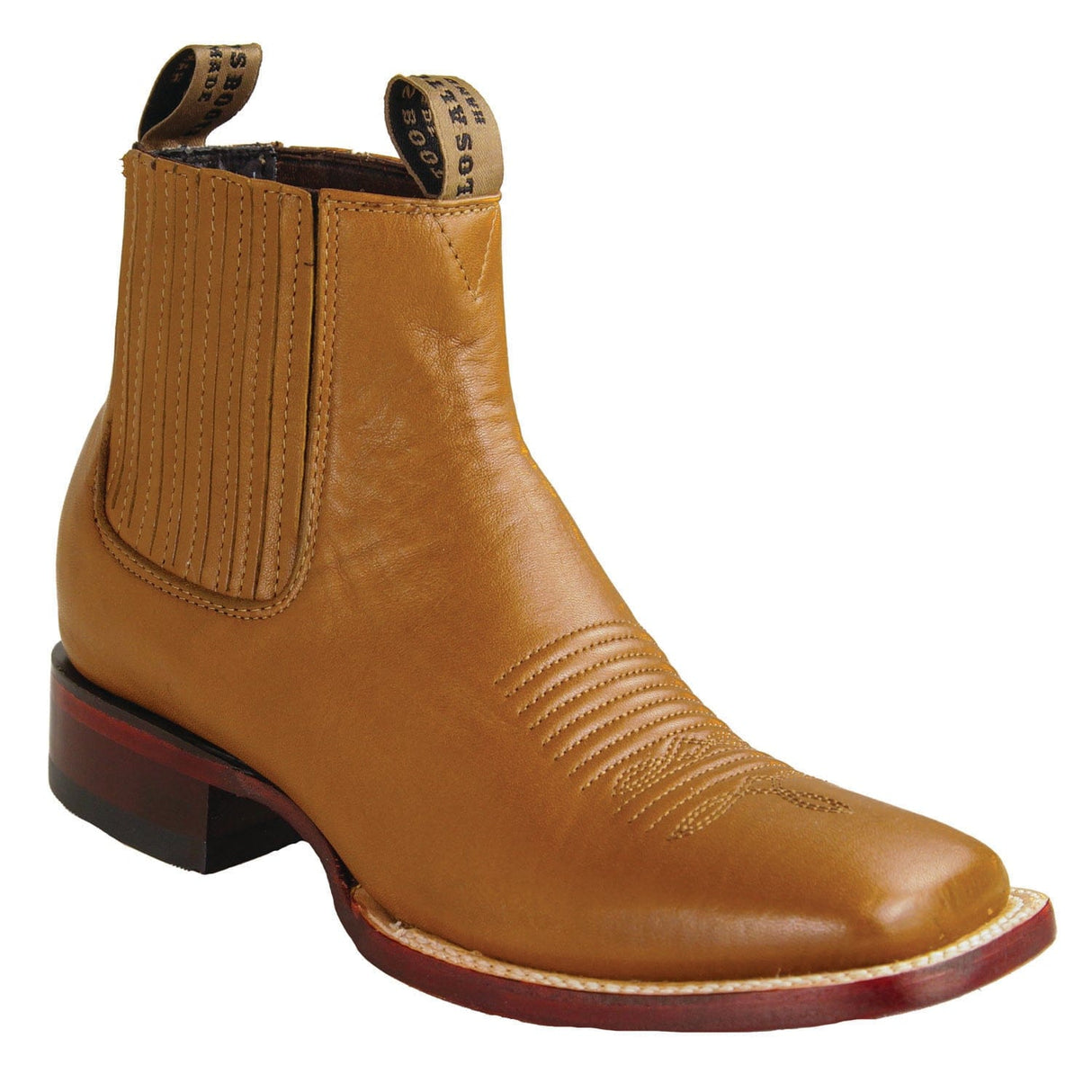 Los Altos Boots Boots Men's Genuine Belmont Leather Wide Square Toe Ankle Boots Honey Color - Los Altos Boots