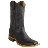 Los Altos Boots Boots Men's Genuine Bull Shoulder Skin Rodeo Wide Square Toe Boots Black Color - Los Altos Boots