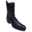 Los Altos Boots Boots Men's Genuine Caiman Belly Skin 7x Toe Short Boots With Zipper Black Color - Los Altos Boots
