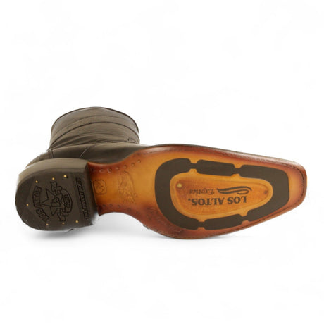 Los Altos Boots Boots Men's Genuine Caiman Belly Skin and Leather European Square Toe Short Boots With Zipper Black Color - Los Altos Boots