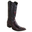 Los Altos Boots Boots Men's Genuine Caiman Belly Skin European Square Toe Boots Black Cherry Color - Los Altos Boots