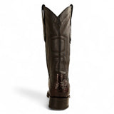Los Altos Boots Boots Men's Genuine Caiman Belly Skin European Square Toe Boots Black Cherry Color - Los Altos Boots