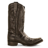Los Altos Boots Boots Men's Genuine Caiman Belly Skin European Square Toe Boots Black Color - Los Altos Boots