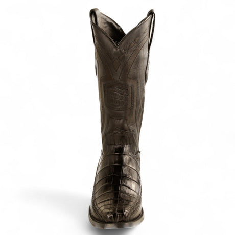 Los Altos Boots Boots Men's Genuine Caiman Belly Skin European Square Toe Boots Black Color - Los Altos Boots