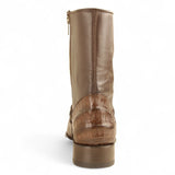 Los Altos Boots Boots Men's Genuine Caiman Belly Skin Roper Toe Short Boots With Zipper Brown Color - Los Altos Boots