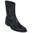 Los Altos Boots Boots Men's Genuine Caiman Belly Skin Round Toe Short Boots With Zipper Black Color - Los Altos Boots