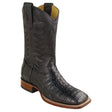 Los Altos Boots Boots Men's Genuine Caiman Belly Skin Texas Wide Square Toe Boots Black Color - Los Altos Boots
