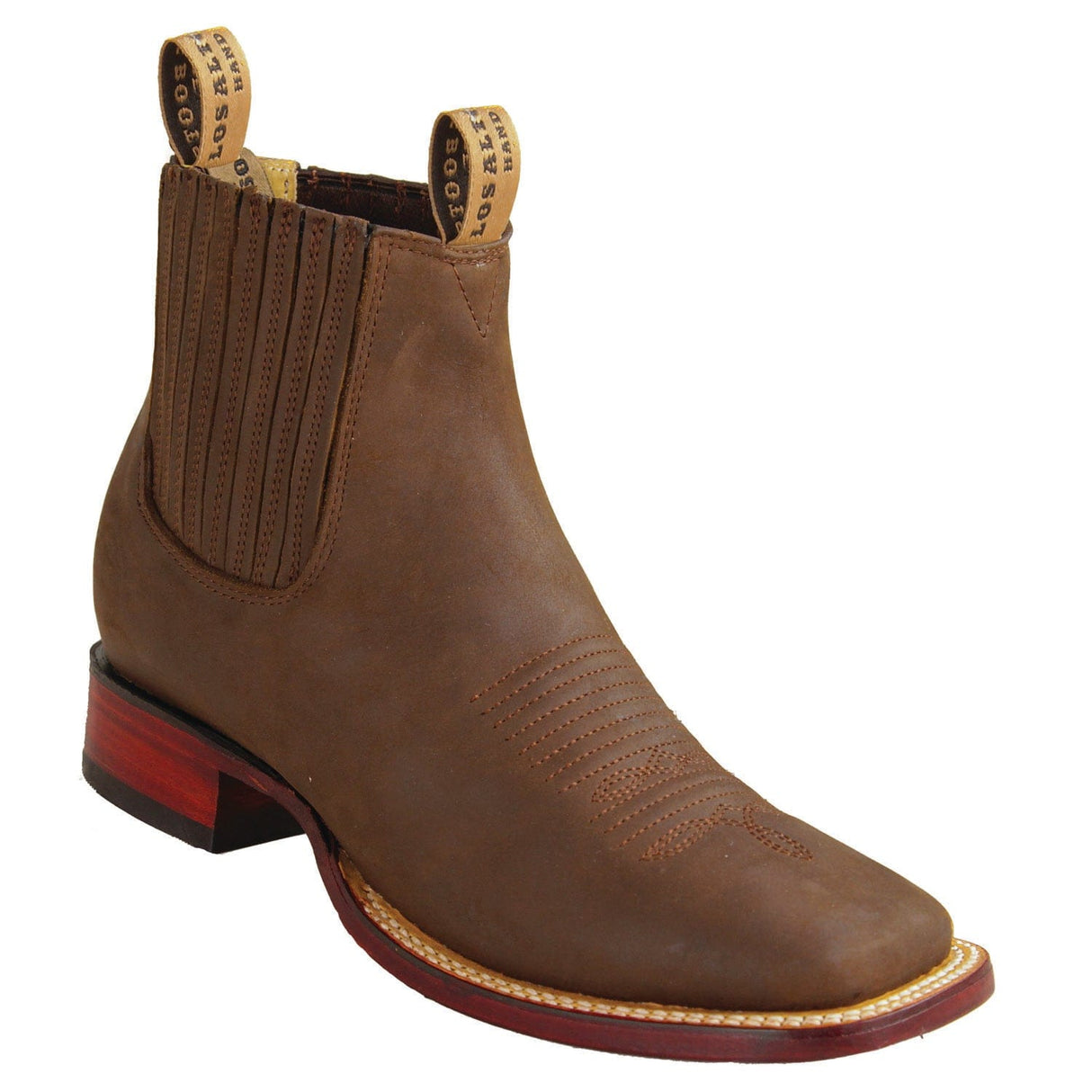 Los Altos Boots Boots Men's Genuine Crazy Leather Wide Square Toe Ankle Boots Brown Color - Los Altos Boots