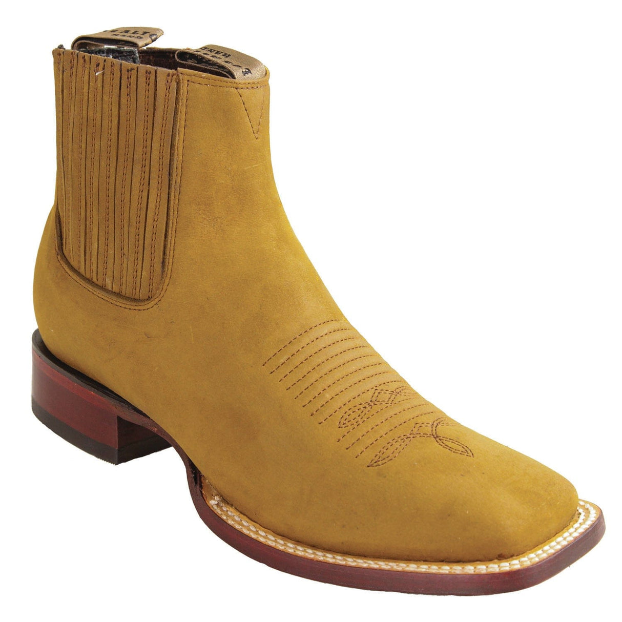 Los Altos Boots Boots Men's Genuine Crazy Leather Wide Square Toe Ankle Boots Tan Color - Los Altos Boots