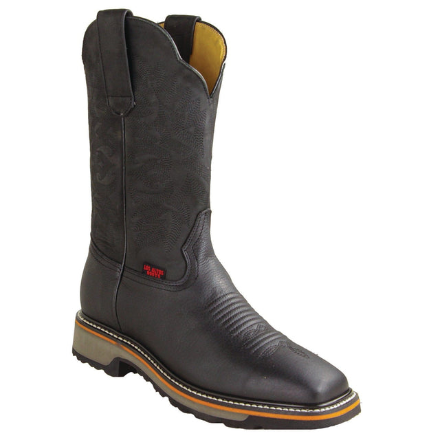 Los Altos Boots Boots Men's Genuine Grisly Leather Rodeo Wide Square Toe Boots Black Color - Los Altos Boots